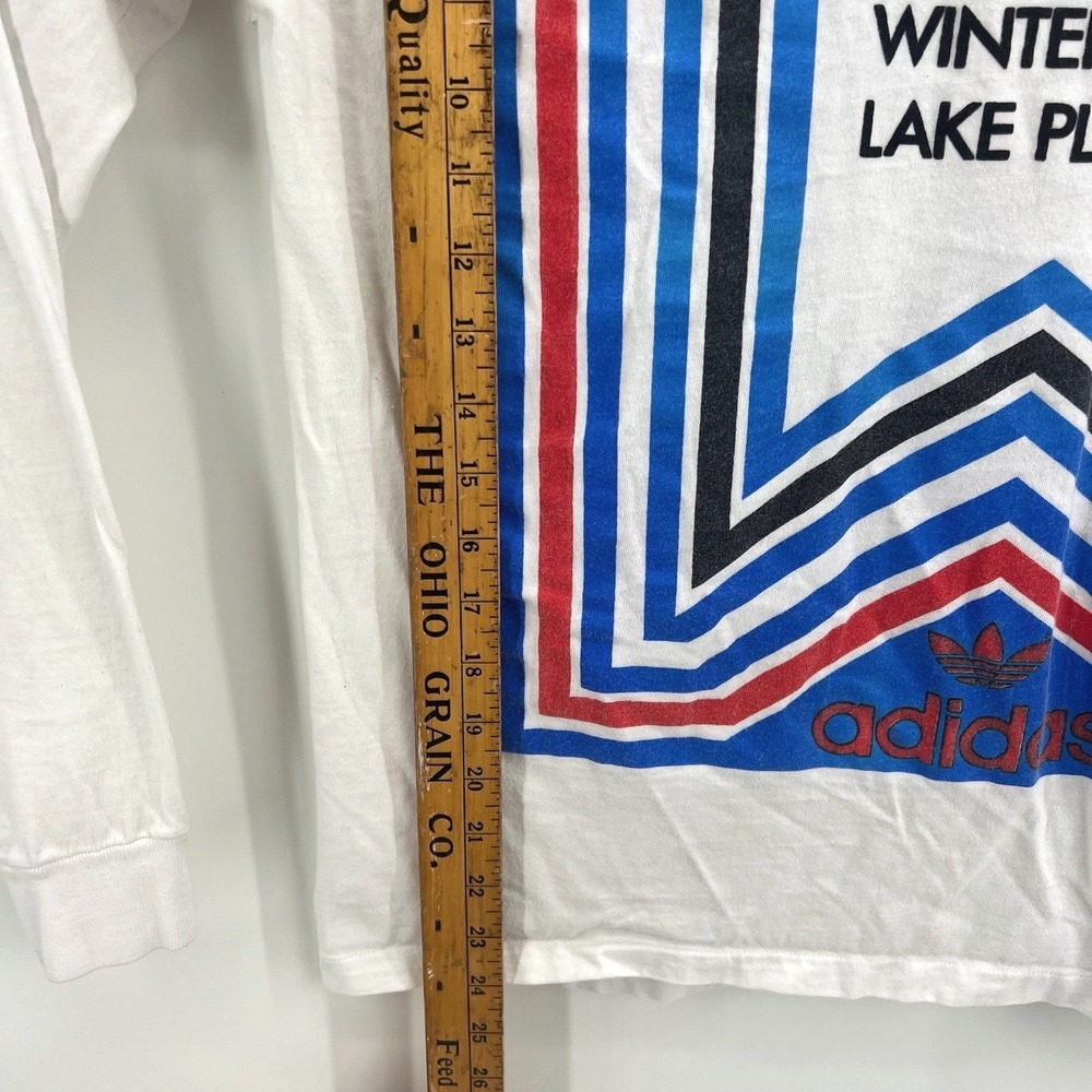 Adidas Olympic Winter Games 1980 Mens M White Vintage Long Sleeve Graphic Tee - Picture 8 of 9